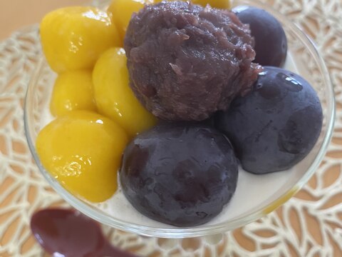 お月見★ハロウィン★かぼちゃ白玉とぶどうのパフェ